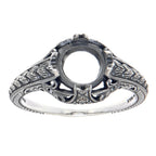 Back view of Semi Mount 7mm Classic Victorian Style Filigree Ring showing 925 sterling silver hallmark
