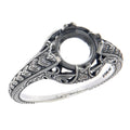 Victorian style, sterling silver semi mount rings, front view