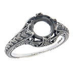 Victorian style, sterling silver semi mount rings, front view
