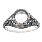 Back view of Semi Mount 8mm Classic Victorian Style Filigree Ring showing 925 sterling silver hallmark