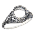 Victorian style, sterling silver semi mount rings, front view