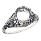 Victorian style, sterling silver semi mount rings, front view