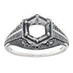 Back view of Semi Mount 6mm Classic Victorian Style Filigree Ring showing 925 sterling silver hallmark