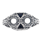 Back view of Semi Mount for 2 - 5mm Stones White Topaz Ring Sapphires Sterling Silver showing 925 sterling silver hallmark