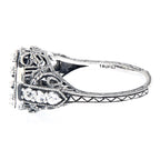 Detail view of Semi Mount for 2 - 5mm Stones White Topaz Ring Sapphires Sterling Silver highlighting White Topaz, Sapphire