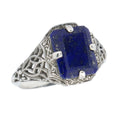 Art Deco style, Lapis, sterling silver rings, front view