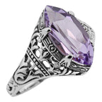 Antique style, Amethyst, sterling silver rings, front view