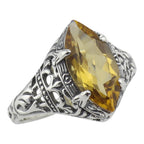 Filigree, Citrine, sterling silver rings, front view