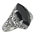 Victorian style, Black Onyx, Onyx, sterling silver rings, front view