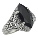 Victorian style, Black Onyx, Onyx, sterling silver rings, front view