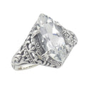 Victorian style, White Topaz, sterling silver rings, front view