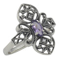 Victorian style, Amethyst, Diamond, sterling silver rings, front view