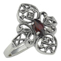 Victorian style, Garnet, Diamond, sterling silver rings, front view