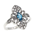 Victorian style, Blue Topaz, London Blue Topaz, sterling silver rings, front view