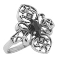 Victorian style, Diamond, Onyx, sterling silver rings, front view