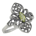 Victorian style, Diamond, Peridot, sterling silver rings, front view