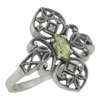 Victorian style, Diamond, Peridot, sterling silver rings, front view