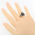 Detail view of Black Onyx Filigree Ring w/ Diamond Art Deco Style highlighting Diamond, Black Onyx