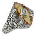 Victorian style, Citrine, Diamond, sterling silver rings, front view