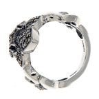 Detail view of Beautiful Victorian Style Marcasite Fleur de Lis Ring highlighting Marcasite