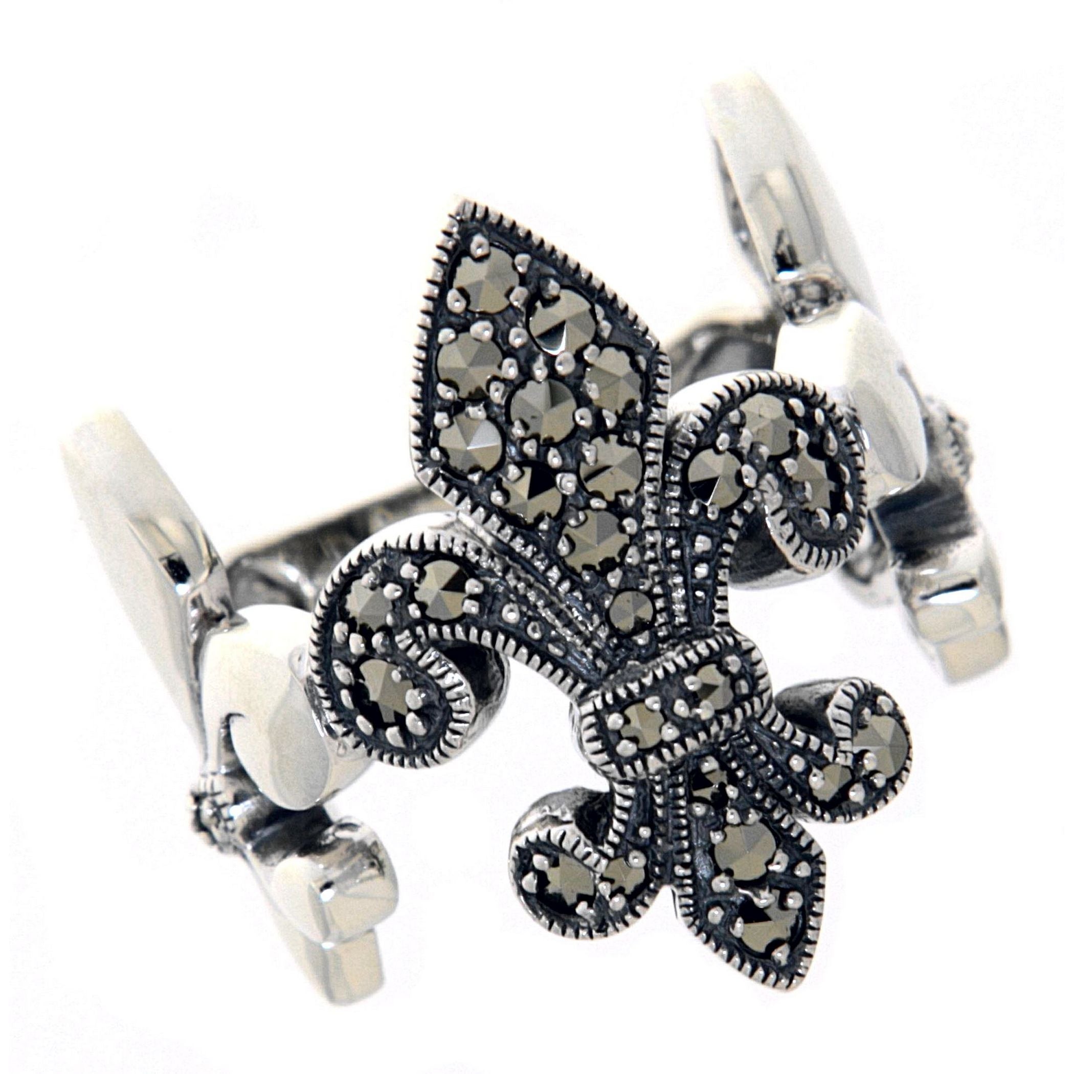 Victorian style, Marcasite, sterling silver rings, front view