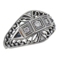 Art Deco style, Sapphire, CZ, sterling silver rings, front view