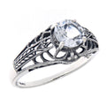 Art Deco style, White Topaz, Diamond, sterling silver rings, front view
