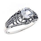 Art Deco style, White Topaz, Diamond, sterling silver rings, front view