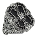 Victorian style, Diamond, Black Onyx, sterling silver rings, front view