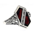 Art Deco style, Garnet, Diamond, sterling silver rings, front view
