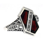 Art Deco style, Garnet, Diamond, sterling silver rings, front view