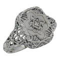 Victorian style, Diamond, Camphor Glass, sterling silver rings, front view