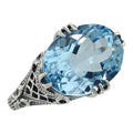 Filigree, Blue Topaz, sterling silver rings, front view