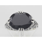 Detail view of Beautiful Oval Black Onyx Filigree Ring highlighting Black Onyx, Onyx