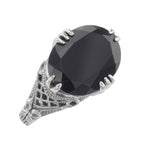 Filigree, Black Onyx, Onyx, sterling silver rings, front view