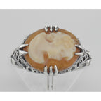 Detail view of ONLY 1 IN STOCK - Antique Style Hand Carved Italian Shell Cameo Ring highlighting design details