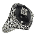 Art Deco style, Diamond, sterling silver rings, front view