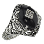 Art Deco style, Diamond, sterling silver rings, front view