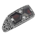 Art Deco style, Garnet, sterling silver rings, front view