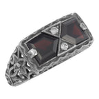 Art Deco style, Garnet, sterling silver rings, front view