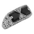 Art Deco style, Diamond, Black Onyx, sterling silver rings, front view