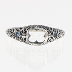 Back view of Semi Mount 6mm Filigree Ring Sapphire Gems Sterling Silver showing 925 sterling silver hallmark
