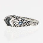 Detail view of Semi Mount 6mm Filigree Ring Sapphire Gems Sterling Silver highlighting Sapphire