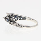 Detail view of Semi Mount 6mm Filigree Ring Sapphire Gems Sterling Silver highlighting Sapphire