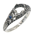 Filigree, Sapphire, sterling silver semi mount rings, front view