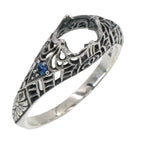 Filigree, Sapphire, sterling silver semi mount rings, front view