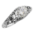 Filigree, White Topaz, Sapphire, sterling silver rings, front view