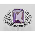 Back view of 2 1/2 Carat Amethyst Filigree Ring showing 925 sterling silver hallmark