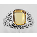 Detail view of Citrine Filigree Ring highlighting Citrine