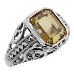 Filigree, Citrine, sterling silver rings, front view